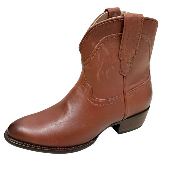 Tecovas Revivals Women’s Leather Roper Boots Bourbon Brown Short Booties 8B - Picture 6 of 16